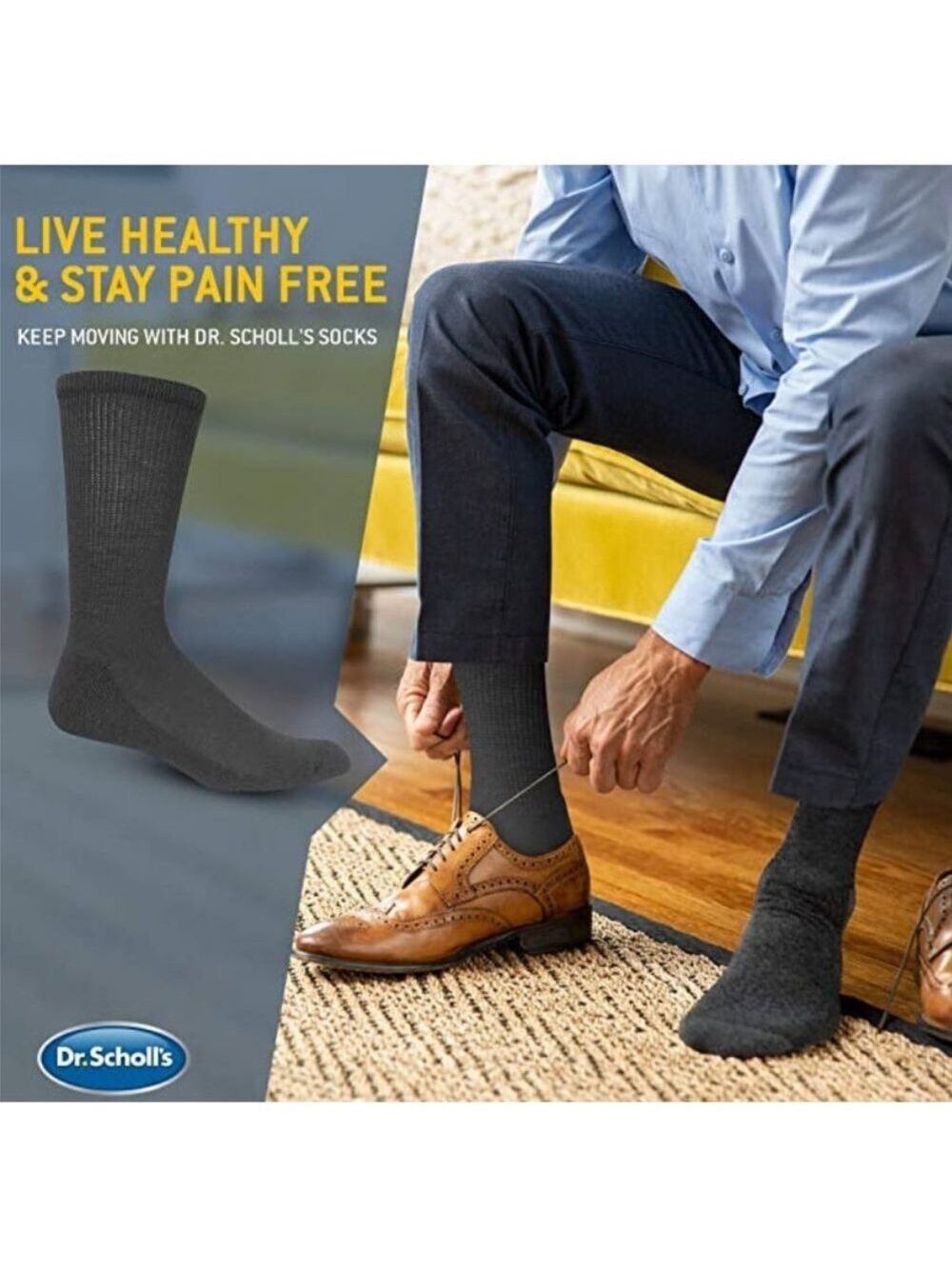 Dr. Scholl's Men's Diabetes & Circulatory Crew Socks (4PK) - Picture 5 of 5
